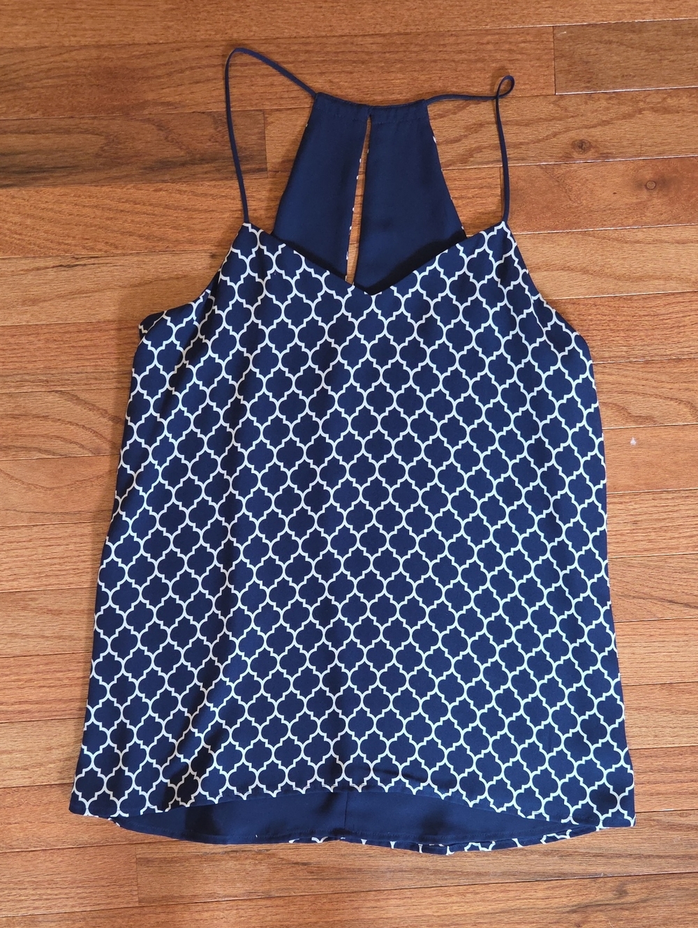 Navy Patterned Sleeveless Halter Top - Reversible